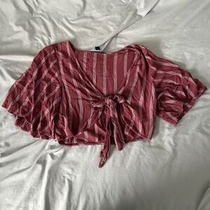 American Eagle Striped Tie Front Shirt
